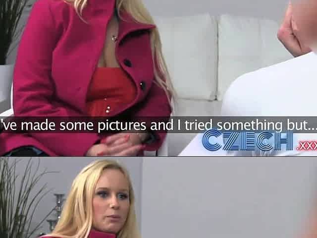 Czech Breasty Golden-haired gets sprayed with spunk in Casting interview