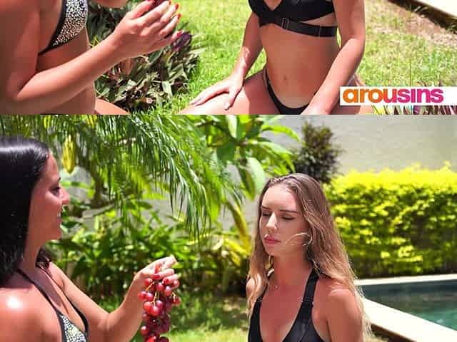 Betzz and Dee Vide Lesbian Fun with Fruits