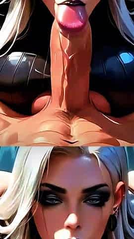 Goth White Hair Big Tits Ass Slut Blowjob and Fuck Night Forest