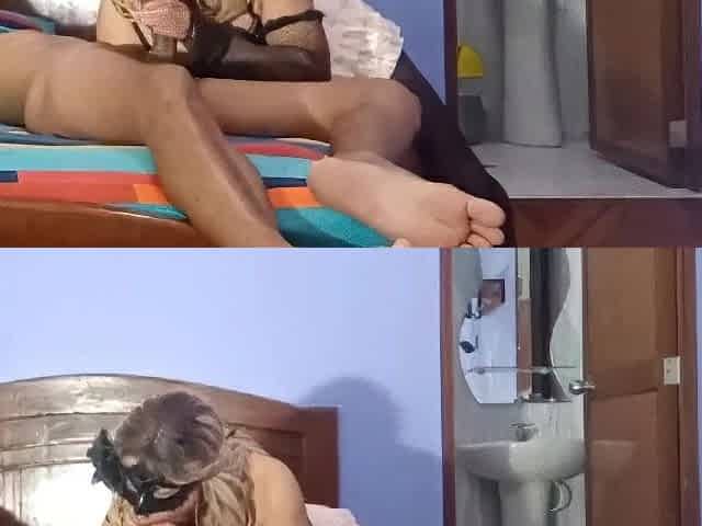 Hawt Latin chick t-girl Andreina sucks a large weenie and gets anal drilled