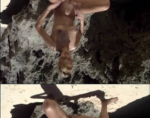 Lesbians From Germany Licking Each Other on the Beach
