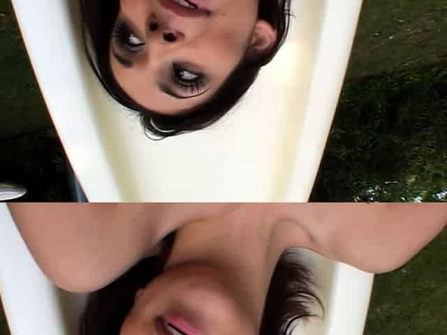 Crampie loving brunette giving blowjob to lucky dude POV