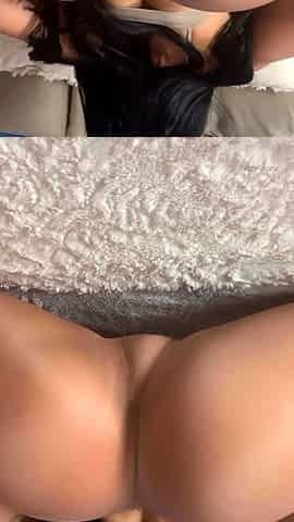 Busty curly brunette with big boobs fucks on couch