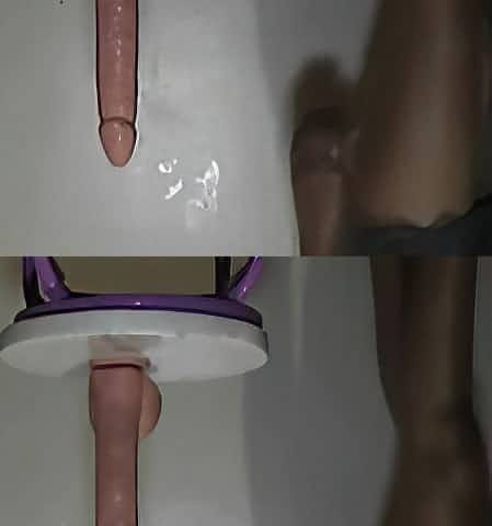 Ebony girl takes huge dildo in her pussy