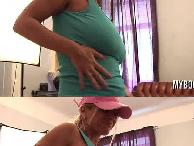 Busty MILF with Vibrator at Gym