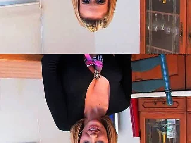Mega breasted MILF blonde fingers her chubby cunt