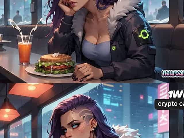 Neuro Angels: Wet Cybernetic Lover in Neon Rain Cafe Date