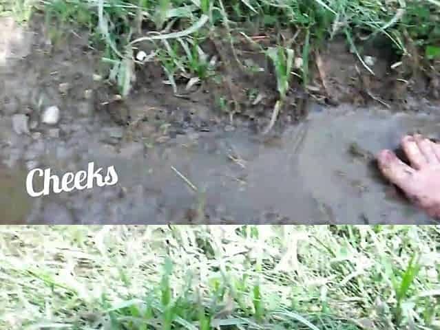 Exposed feet in mud