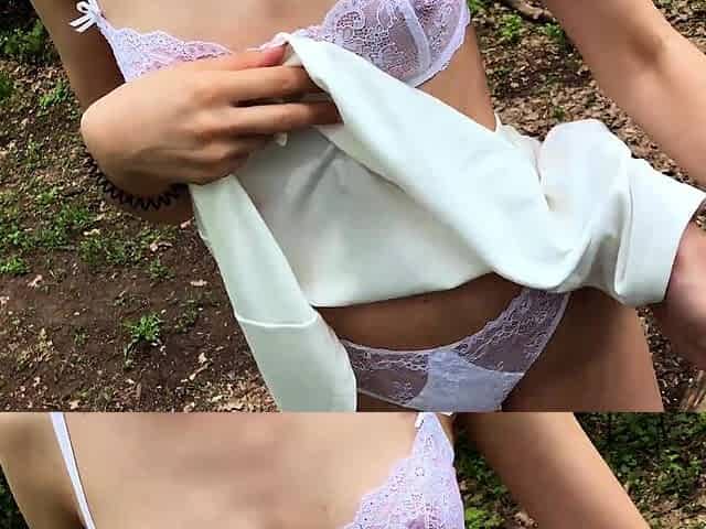 Blonde Babe RISKS being caught FUCKING in the PARK -