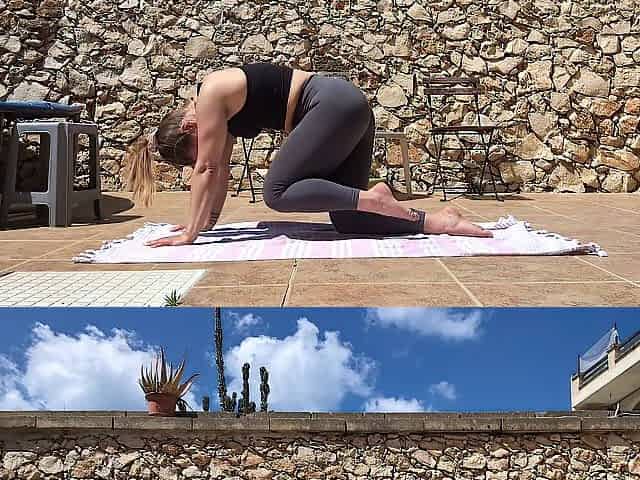 Outdoor Yoga for hip and leg flexibility