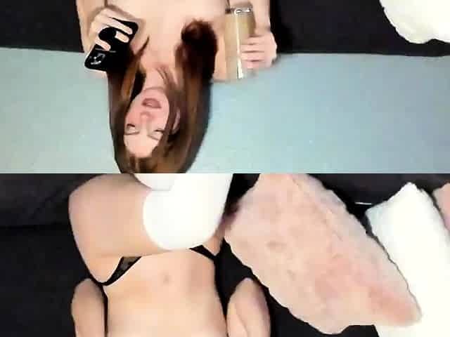 Sexy amateur redhead teen double dildo action