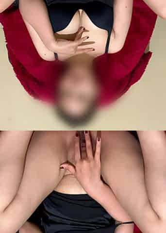 Horny Woman in Black Bra Spreads Legs Wide and Fingers Her Wet Pussy