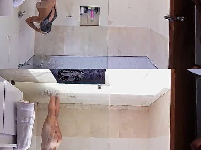 Shower Surprise Turns Steamy: Roommate Invades and Screws Bellattrix's Soaked Twat