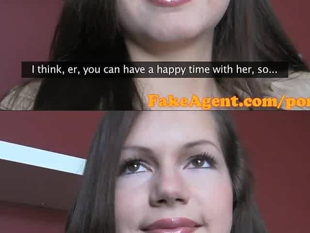 FakeAgent 1st time facial for cute brunette hair