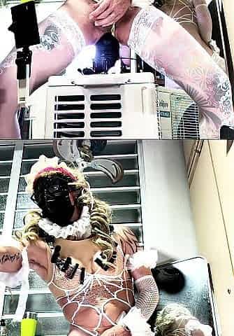 Sissy Cintia Outdoor Masturbating with Large Sex-toy