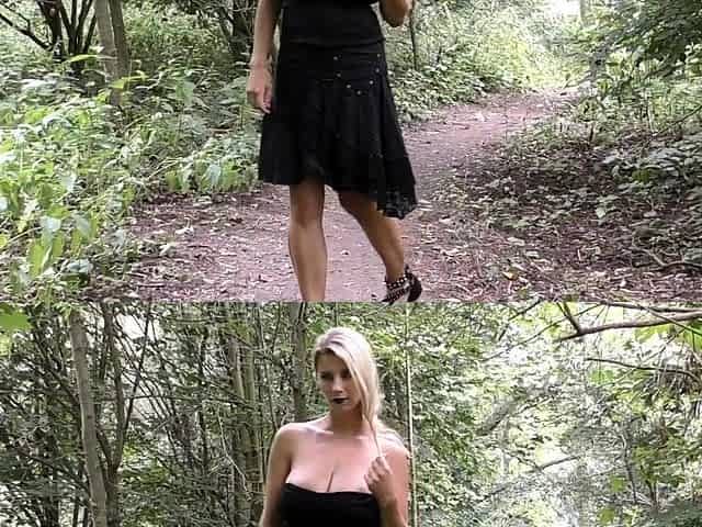 In Gothic Style in dark forest masturbate