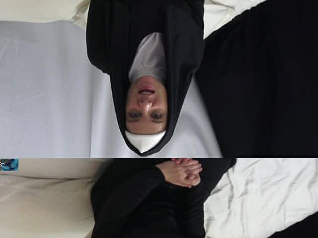 Horny nun gets cock up her ass