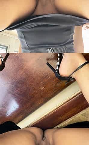 Pussy toying busty high heeled stunner solo pov masturbation