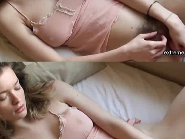 Toying Stepdaughter Spied From Close On