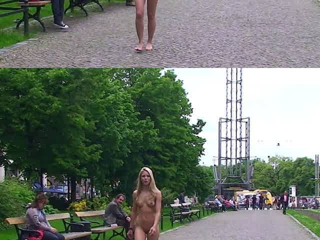 Blonde Amateur Takes Facial Outdoors In Public