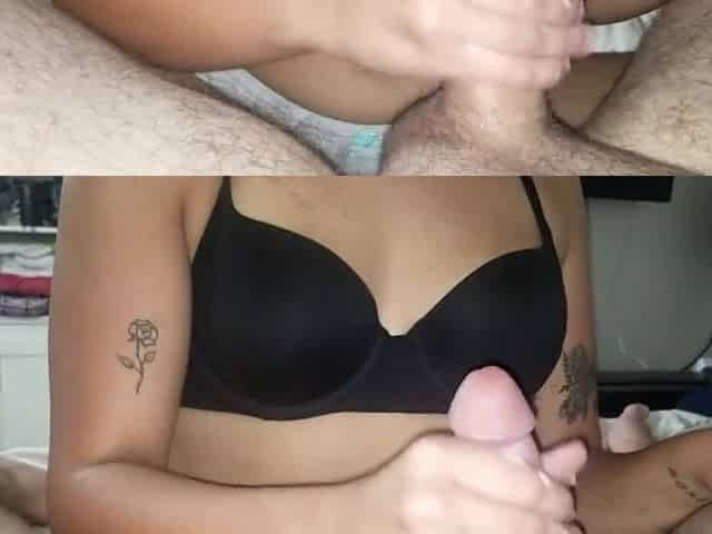Handjob in my bra