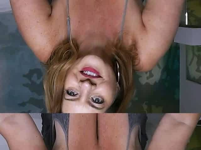 Busty curly brunette with big boobs fucks on couch