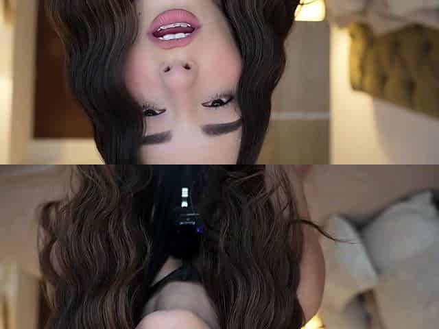 Busty curly brunette with big boobs fucks on couch
