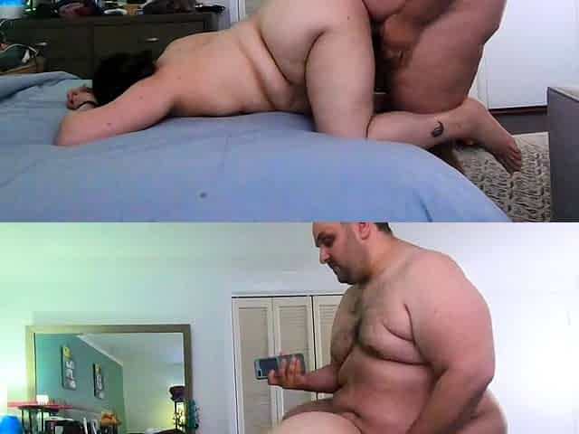Amber Skye getting fucked doggy style by chubby man