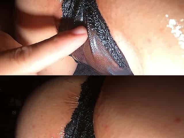 BANG her Oily and Creamy Cunt Close Up - with Creampie in Ebony Pantie