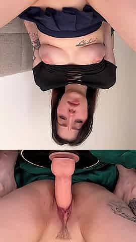 Choker on, eyes rolling back, vagina creaming all over this toy. Sub OF