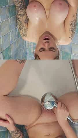 POV. Want to See Busty MILF Masturbate in the Shower and Squirt?