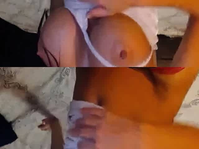 Big-Titted Brunette Dildo Ride on Webcam