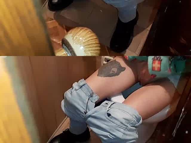 Risky public masturbation with a brunette hair stranger