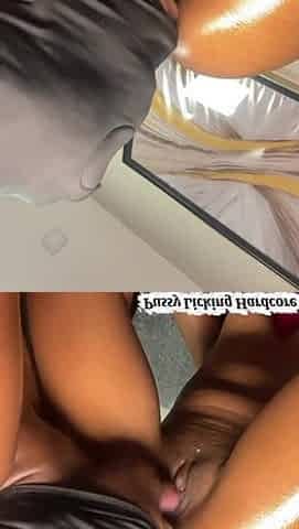Sultry Black Lesbo Cunt Licking Ceremony with Butt Play & Epic Squirt