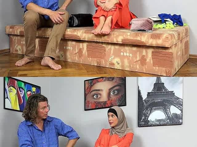 Horny husband is jealous of his beautiful wife in hijab
