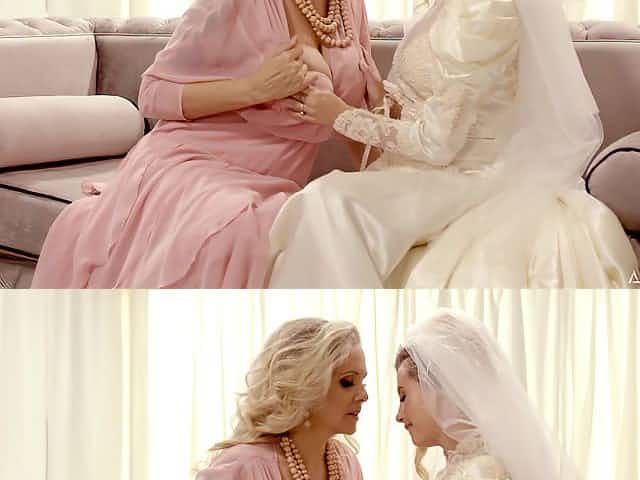 Stepmom introduces her stepdaughter to lesbian sex on her wedding day