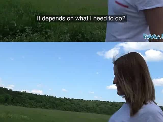 Public Agent Small boobed cutie fucks in woods