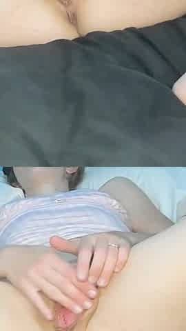 Pretty Brunette Masturbates with A Vibrator and Her Big Dildo and Reaches Orgasm