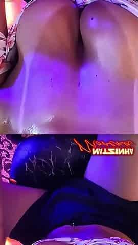 Natzinha Morena All Oiled up: Glowing Skin and Huge Tits Close-up