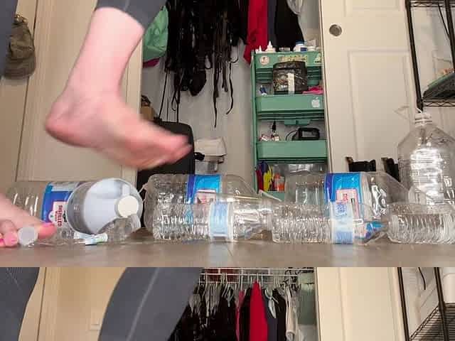Water Bottle Crushing with Size 16 Big Feet