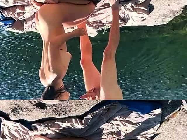 Pink labia close up of naive brunette