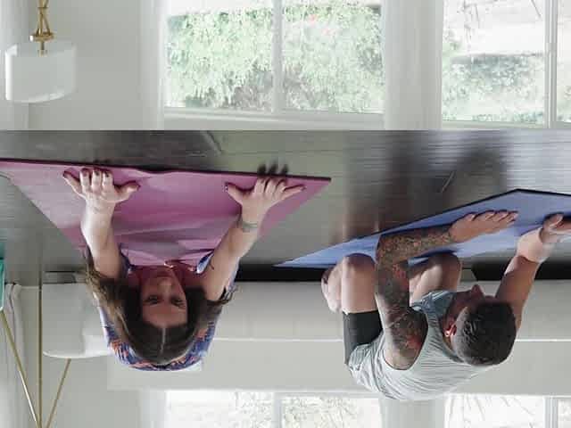 A brunette with long hair is having fun with her man
