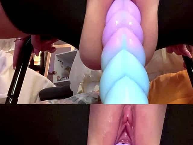 Stunning close up pussy toying action from busty solo beauty