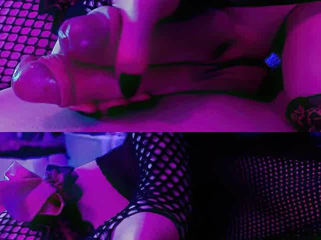 Femboys rub their large schlongs jointly and cum at the same time