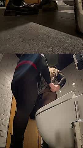 Lesbo MISTRESSE BANGS HARD Str8 Gal in PUBLIC LAVATORY