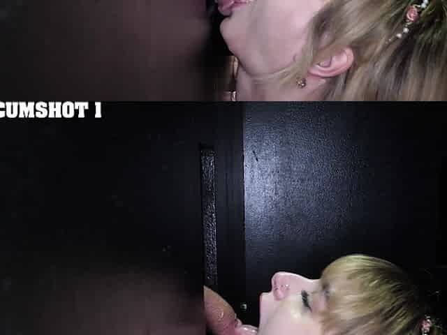 Evie Christian got her mouth filled with cum through a gloryhole.