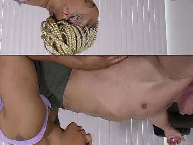 Glamorous black licks Tony abs