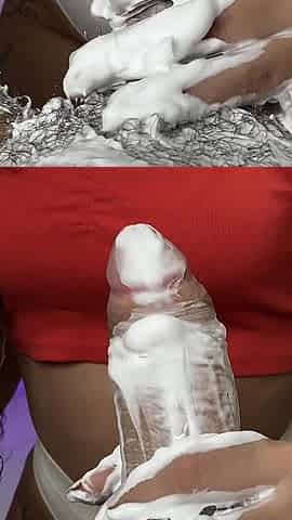 Latin MILF Shaves and Massages Her Stepson's Hard Cock - Spanish Porn