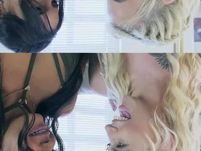 Black Hair Latina Squirts When A Petite Blonde Lesbian