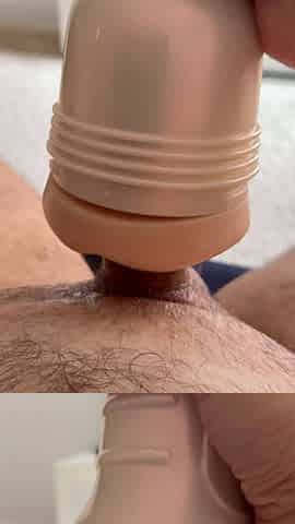 Watch my big fat cock stretch this toy